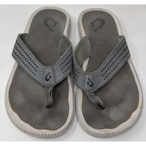 OluKai Ulele Flip Flop Comfort Water Ready Beach Sandals Gray Men's US 11 EU 44